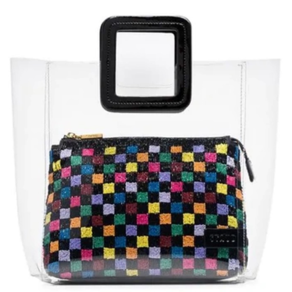 STAUD Shirley Leather and PVC beaded tote Large